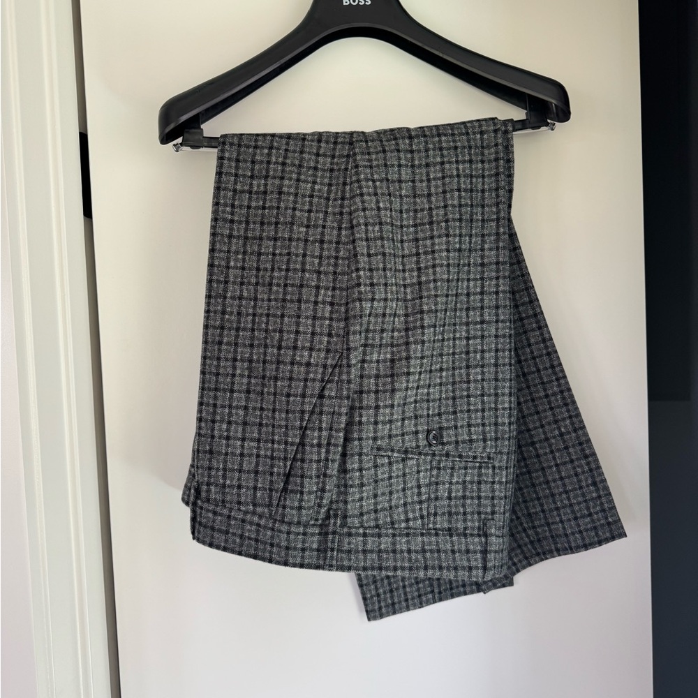 Hugo Boss Charcoal Checkered Trousers